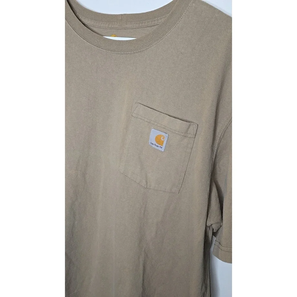 Carhartt T Shirt Mens L Brown Chest Pocket Original Loose Casual Workwear Crew - Picture 6 of 9